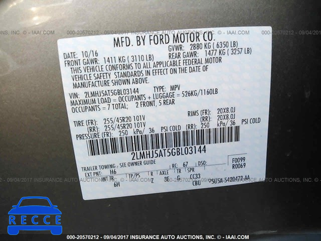 2016 LINCOLN MKT 2LMHJ5AT5GBL03144 зображення 8