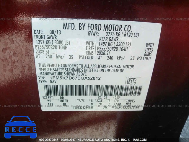2014 Ford Explorer XLT 1FM5K7D87EGA52812 image 8