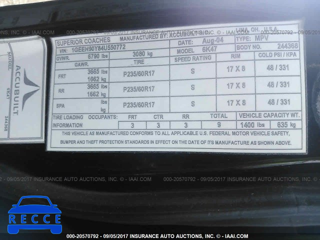 2004 Cadillac Professional Chassis 1GEEH90Y84U550772 image 8