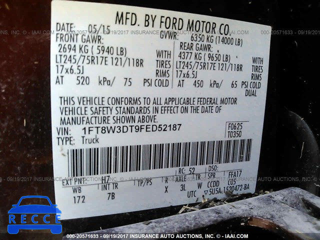 2015 Ford F350 1FT8W3DT9FED52187 зображення 8