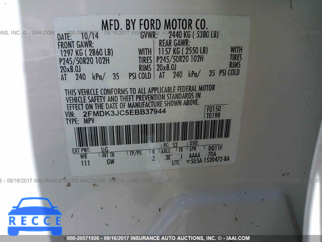 2014 Ford Edge SEL 2FMDK3JC5EBB37944 Bild 8