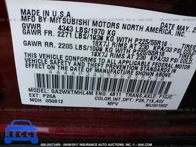 2015 Mitsubishi Outlander Sport ES 4A4AP3AU5FE035530 image 8
