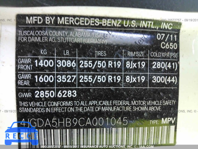 2012 Mercedes-benz ML 350 4MATIC 4JGDA5HB9CA001045 image 8