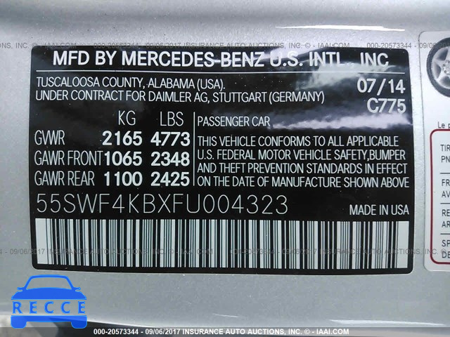 2015 Mercedes-benz C 55SWF4KBXFU004323 зображення 8