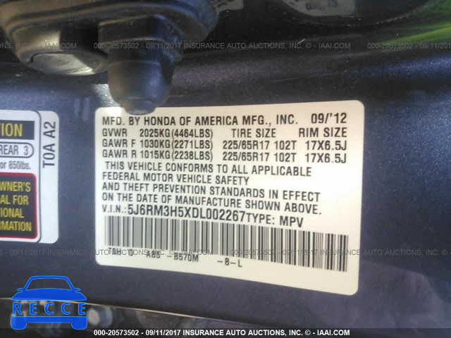 2013 Honda CR-V 5J6RM3H5XDL002267 image 8