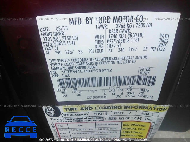 2013 Ford F150 1FTFW1ET5DFC39712 image 8