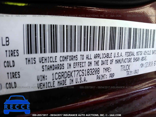 2012 Dodge RAM 1500 1C6RD6KT7CS183208 зображення 8