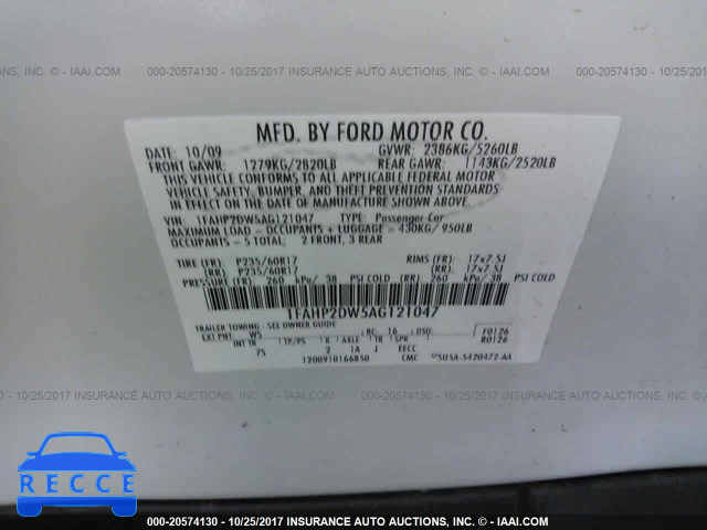 2010 FORD TAURUS SE 1FAHP2DW5AG121047 image 8