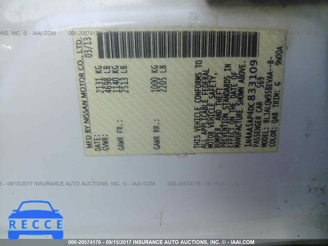2013 Nissan Maxima S/SV 1N4AA5AP4DC833109 image 8