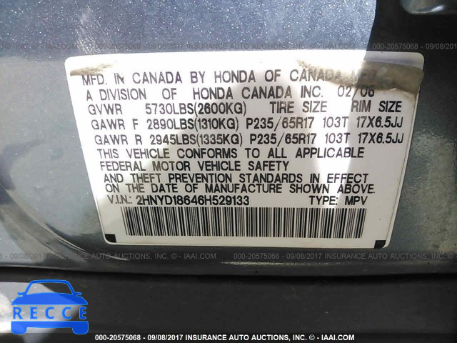 2006 Acura MDX TOURING 2HNYD18646H529133 image 8