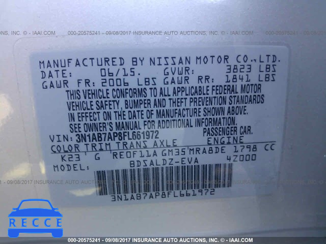 2015 Nissan Sentra 3N1AB7AP8FL661972 image 8