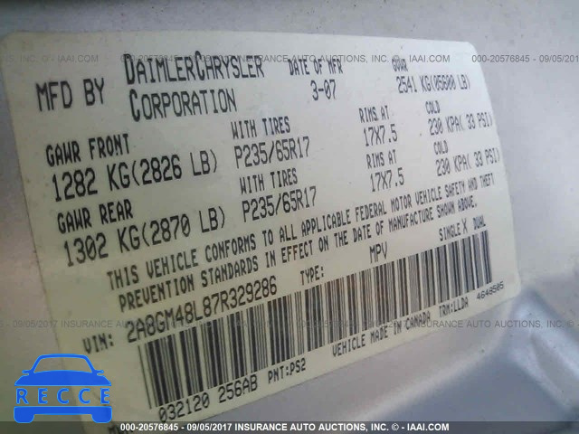 2007 Chrysler Pacifica 2A8GM48L87R329286 image 8