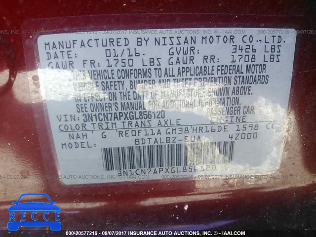 2016 Nissan Versa 3N1CN7APXGL856120 image 8