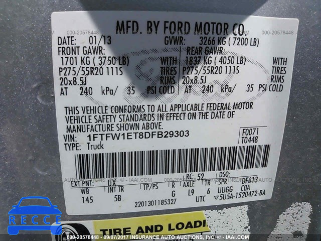 2013 Ford F150 1FTFW1ET8DFB29303 image 8