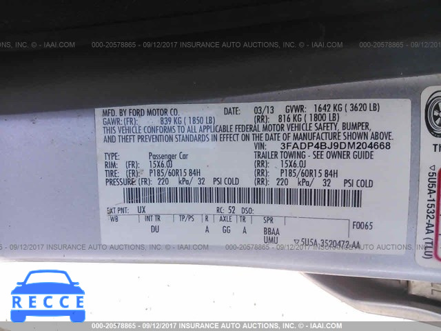 2013 Ford Fiesta 3FADP4BJ9DM204668 image 8