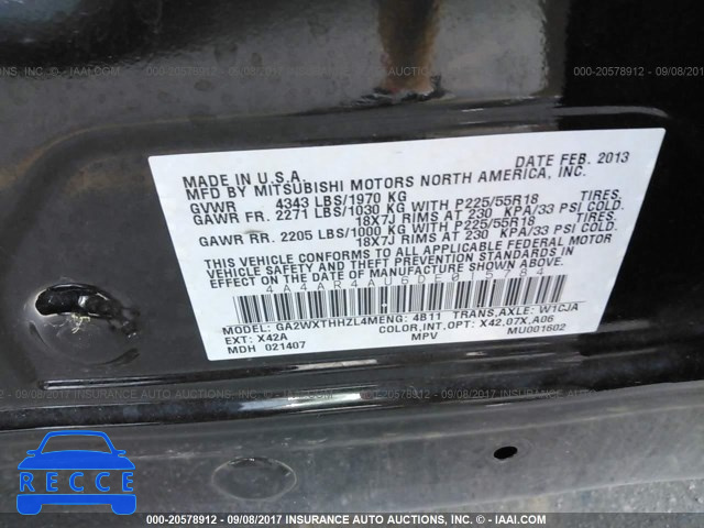 2013 Mitsubishi Outlander Sport SE 4A4AR4AU6DE015784 зображення 8
