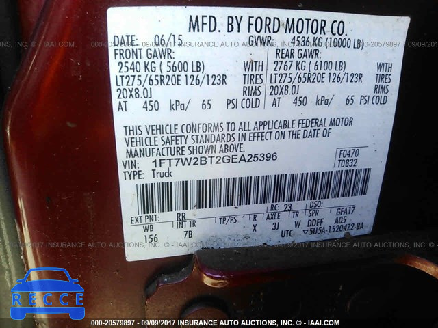 2016 Ford F250 SUPER DUTY 1FT7W2BT2GEA25396 зображення 8