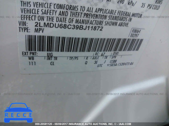2009 Lincoln MKX 2LMDU68C39BJ11872 image 8