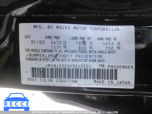 2000 Mazda Protege DX/LX JM1BJ222XY0240524 Bild 8