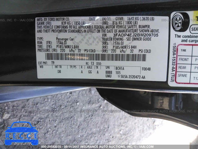 2011 Ford Fiesta 3FADP4EJ2BM209705 image 8