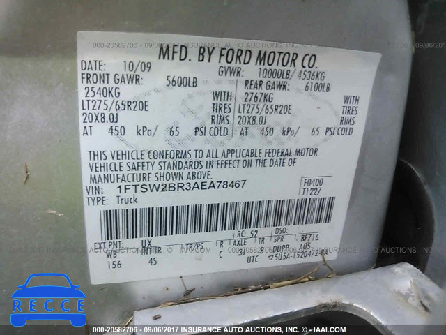 2010 Ford F250 1FTSW2BR3AEA78467 зображення 8