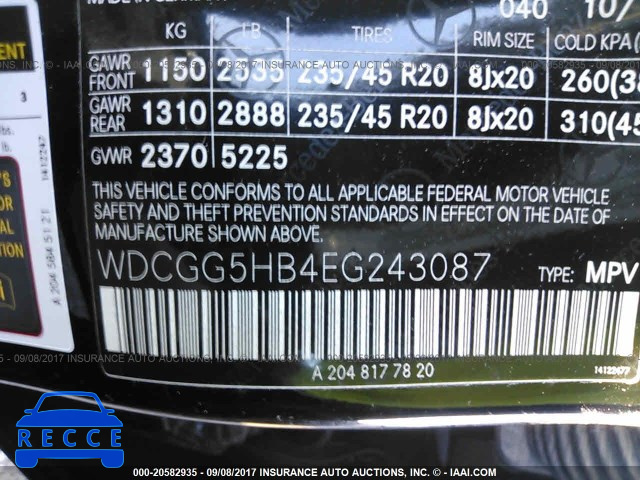 2014 Mercedes-benz GLK WDCGG5HB4EG243087 image 8