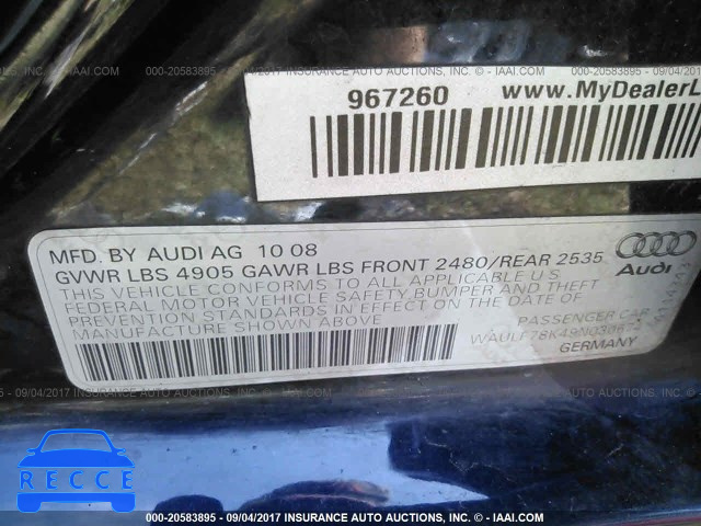 2009 Audi A4 WAULF78K49N030674 image 8