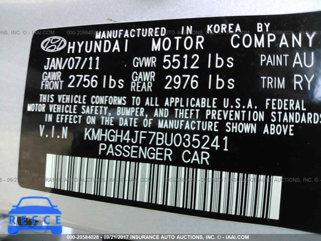 2011 Hyundai Equus SIGNATURE/ULTIMATE KMHGH4JF7BU035241 Bild 8