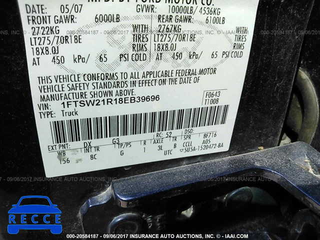 2008 Ford F250 1FTSW21R18EB39696 image 8