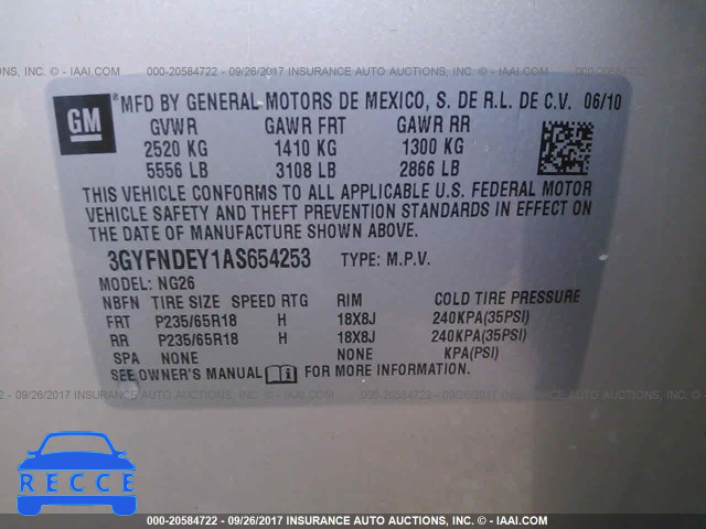 2010 Cadillac SRX 3GYFNDEY1AS654253 зображення 8
