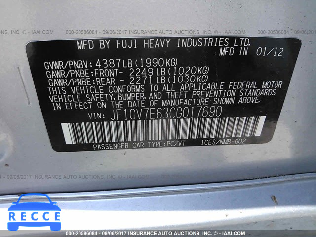 2012 Subaru Impreza WRX JF1GV7E63CG017690 image 8