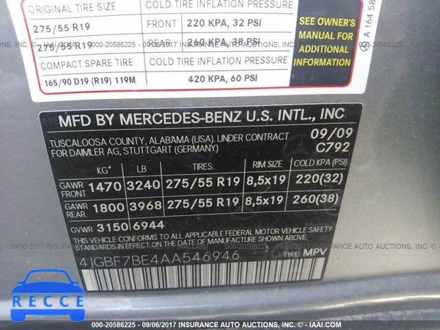 2010 Mercedes-benz GL 4JGBF7BE4AA546946 Bild 8
