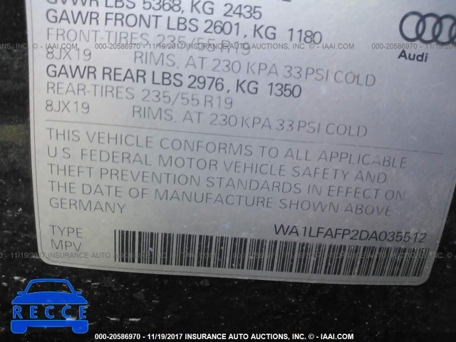 2013 Audi Q5 PREMIUM PLUS WA1LFAFP2DA035512 image 8