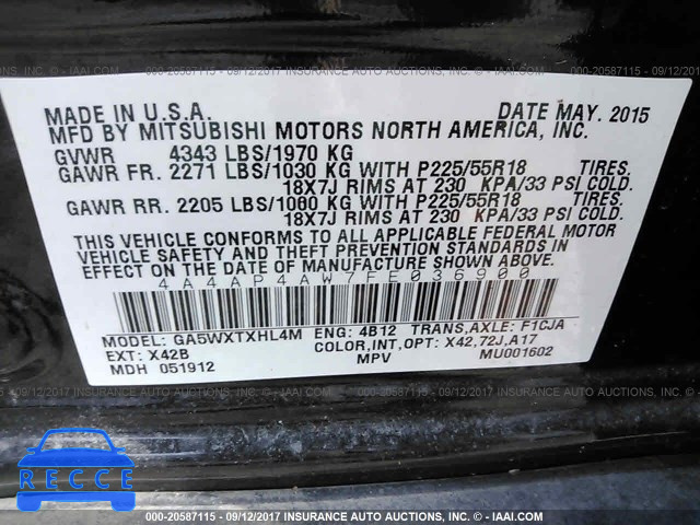 2015 Mitsubishi Outlander Sport SE/GT 4A4AP4AW7FE036900 image 8