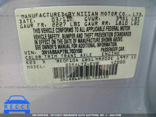 2011 Nissan Sentra 3N1AB6AP7BL703150 image 8