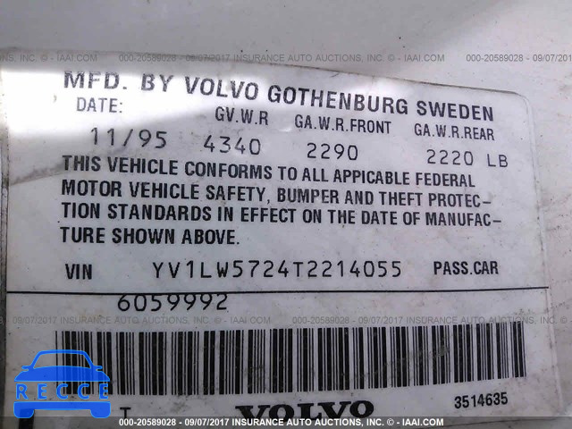 1996 Volvo 850 YV1LW5724T2214055 image 8
