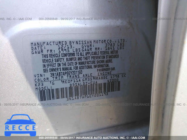 2014 Nissan Sentra S/SV/SR/SL 3N1AB7AP6EY201193 image 8