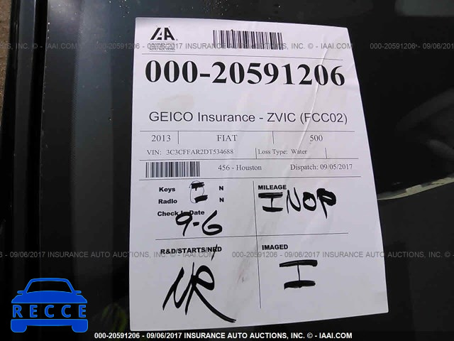 2013 Fiat 500 POP 3C3CFFAR2DT534688 зображення 6