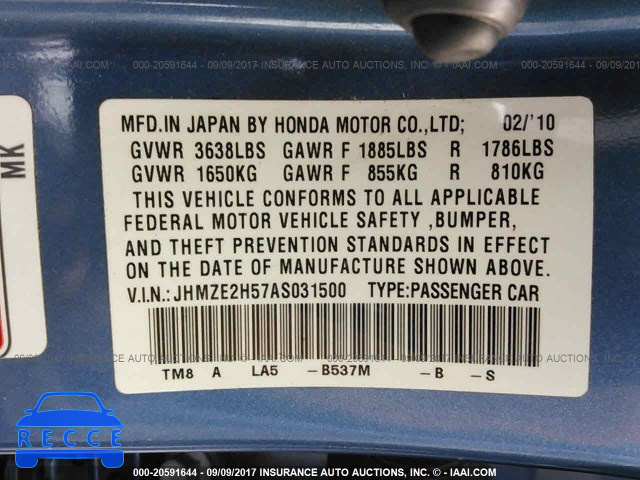 2010 Honda Insight LX JHMZE2H57AS031500 image 8