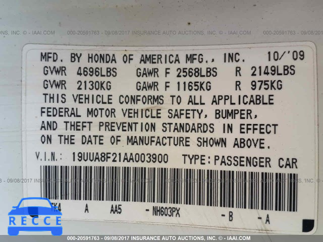 2010 Acura TL 19UUA8F21AA003900 image 8