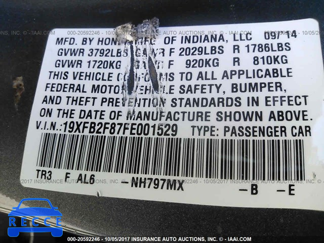 2015 Honda Civic 19XFB2F87FE001529 image 8