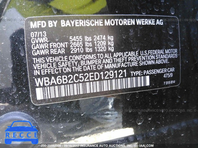 2014 BMW 650 WBA6B2C52ED129121 зображення 8