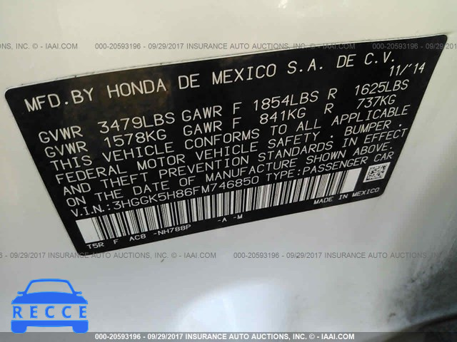 2015 Honda FIT 3HGGK5H86FM746850 image 8