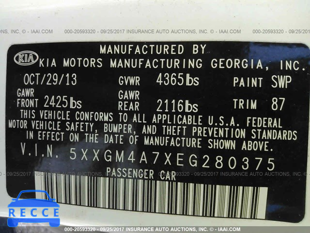 2014 KIA Optima 5XXGM4A7XEG280375 image 8