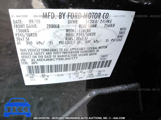 2009 Lincoln MKX 2LMDU68C79BJ00177 image 8