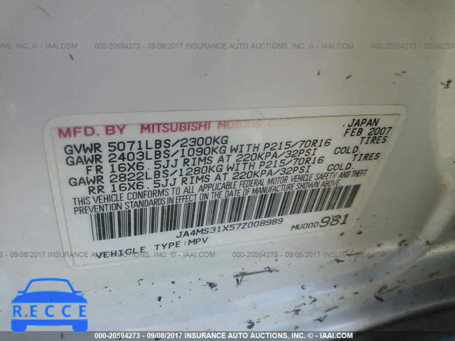 2007 Mitsubishi Outlander JA4MS31X57Z008989 image 8