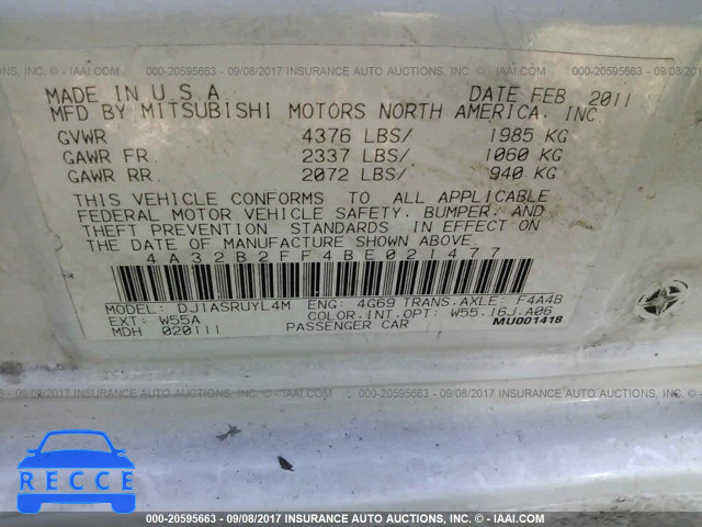 2011 Mitsubishi Galant 4A32B2FF4BE021477 image 8