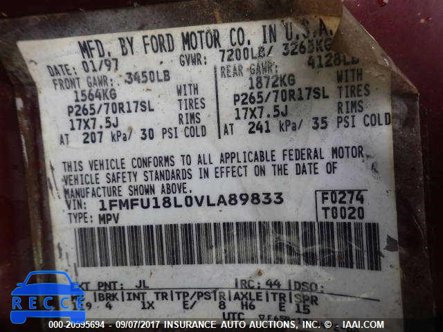 1997 Ford Expedition 1FMFU18L0VLA89833 image 8