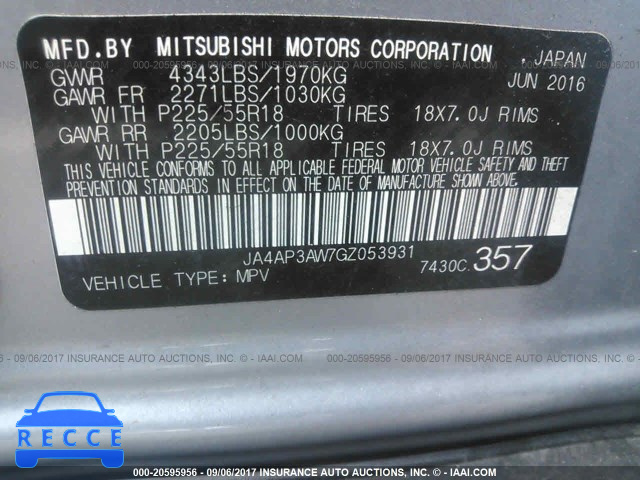 2016 MITSUBISHI OUTLANDER SPORT ES/SE JA4AP3AW7GZ053931 image 8