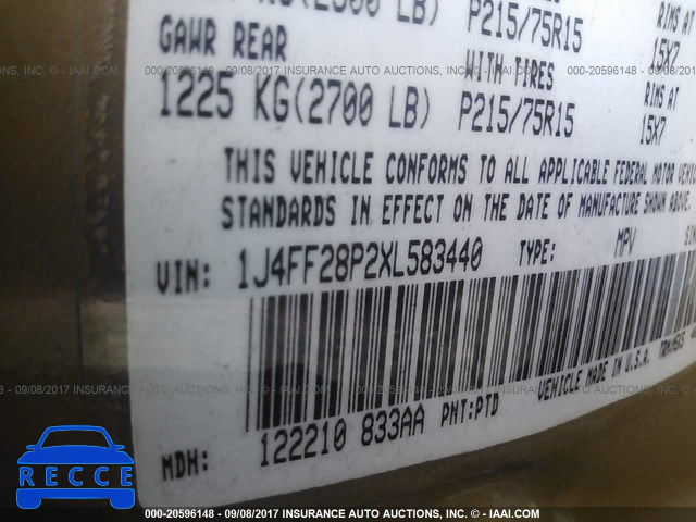 1999 Jeep Cherokee 1J4FF28P2XL583440 image 8